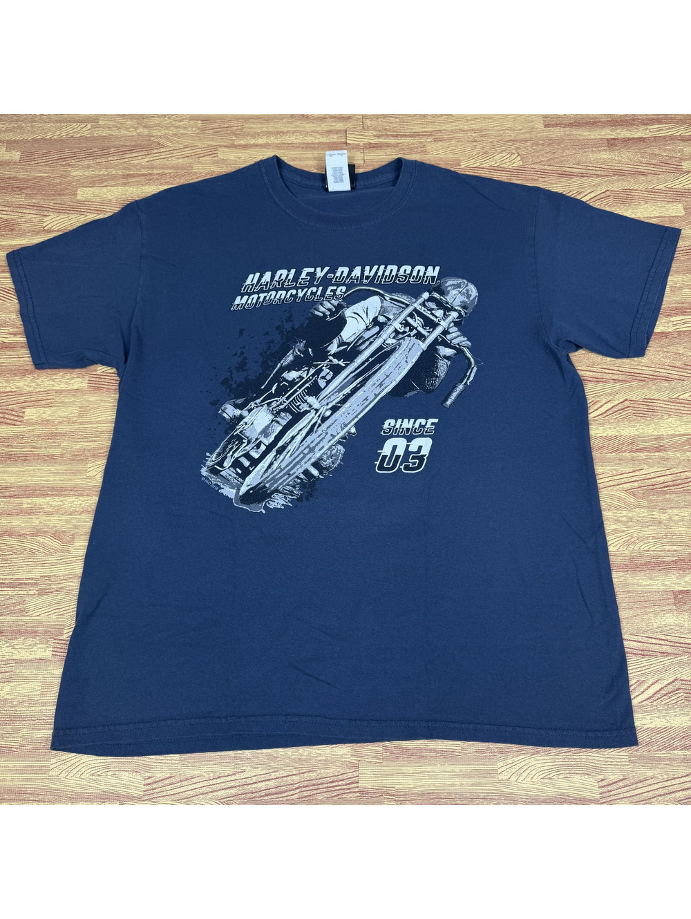 Harley-Davidson T-Shirt Mens Large Blue Skull Wrench Graphic Tee